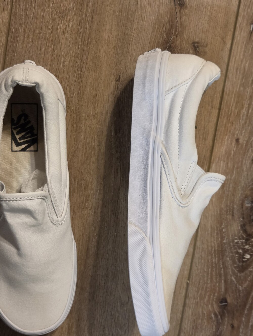 Vans Classic Slip On True White Canvas Sneakers Men 7.5 Women 9 - Picture 5 of 8